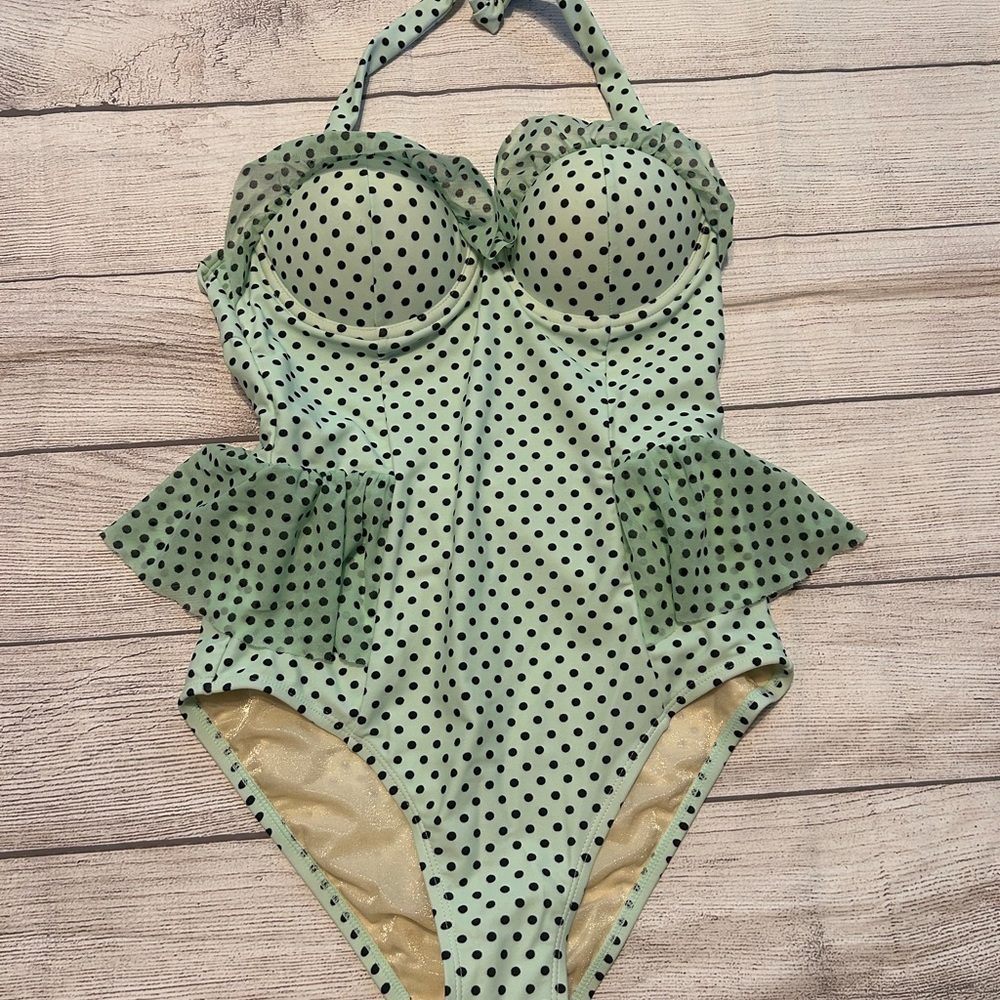 Betsey Johnson Mint Polka Dot Swimsuit